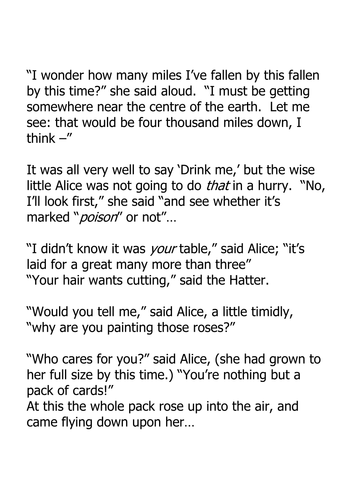 Alice in Wonderland - Exploring the text by zobobs13 - Teaching