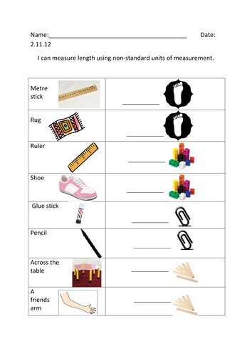 Worksheets Non Standard Measurement Worksheets measuring using non standard units of measurement by nicolalucas teaching resources tes