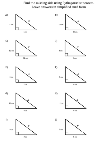 Pythagoras - Finding the missing sides using surds by Fantus - Teaching