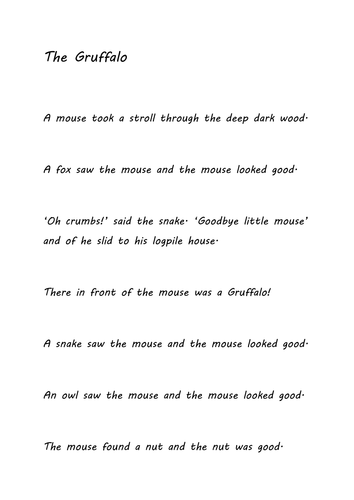 The Gruffalo - sentences by laurawigley12 - Teaching Resources - Tes