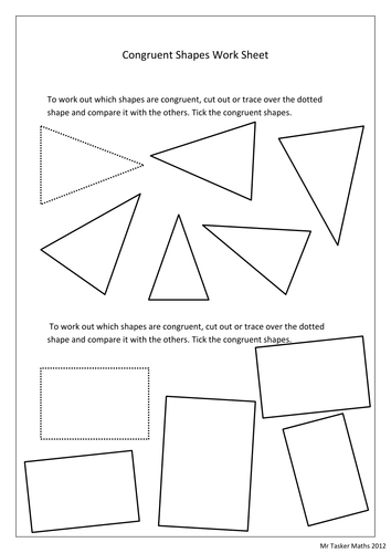 Congruent Shape worksheet by christasker - Teaching Resources - Tes