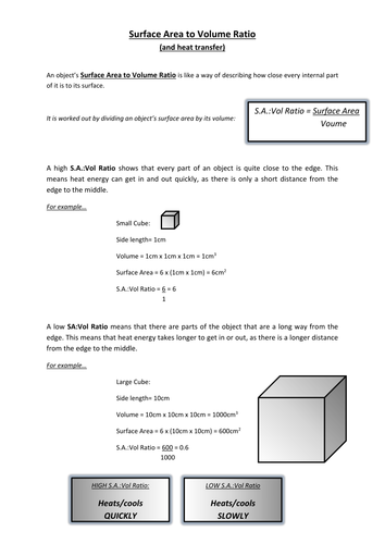 Surface Area to Volume Ratio Worksheet by mtl78 - Teaching Resources - Tes