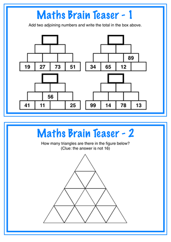 Maths Brain Teasers by broome72 - Teaching Resources - Tes