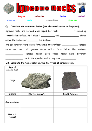 Igneous Rocks Worksheet by DanBrown360 - Teaching Resources - Tes