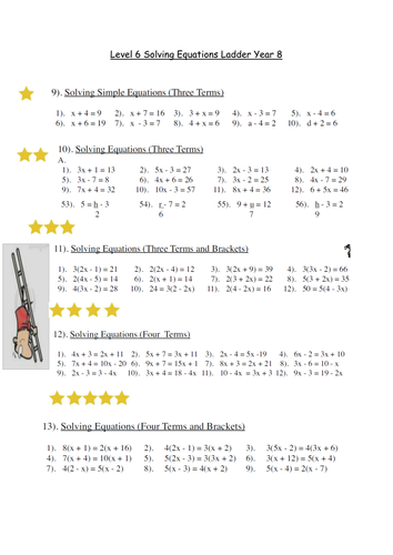 Differentiated Solving Equations by misslatham - Teaching Resources - Tes