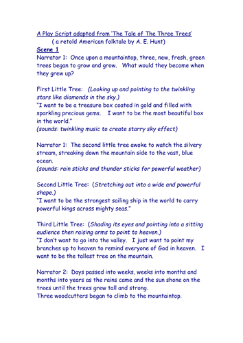 Easter Play Script - Three Trees by LindaMacro1 - Teaching Resources - Tes