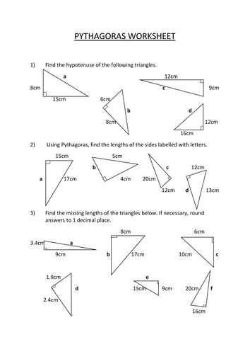 Pythagoras Worksheet by pfellowes - Teaching Resources - Tes