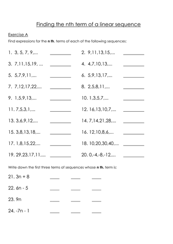 Finding the nth term of a linear sequence by Jillatha - Teaching