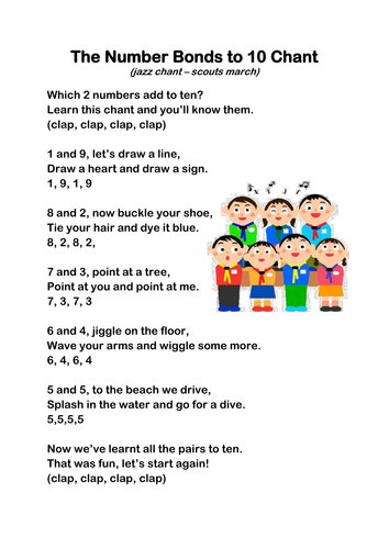 Number Bonds To 10 Chant By Oceanic dolphin Teaching Resources Tes