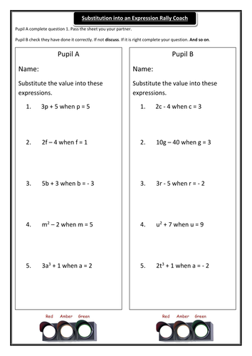 Worksheets Substitution Worksheet substitution into an expression rally coach by danielabbott89 teaching resources tes