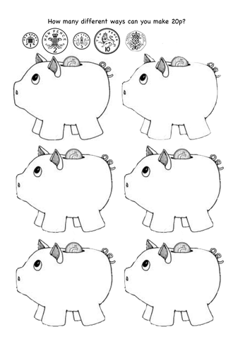 Piggy Bank - making 10p, 20p and £1 by flissiti - Teaching Resources - Tes