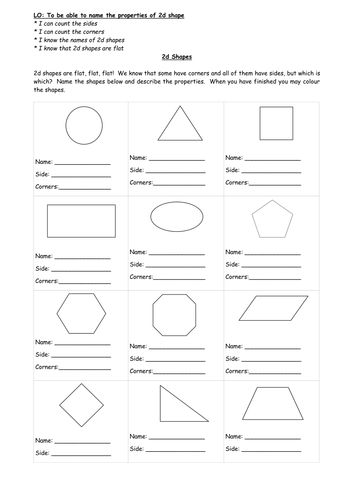 2d shape properties sheet by TraceyWeiKimLow - Teaching Resources - Tes