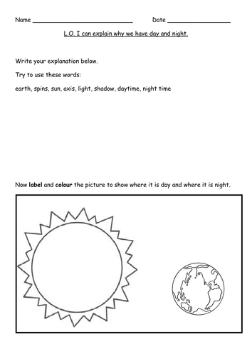 Day and Night science worksheets (differentiated) by Gorgon10