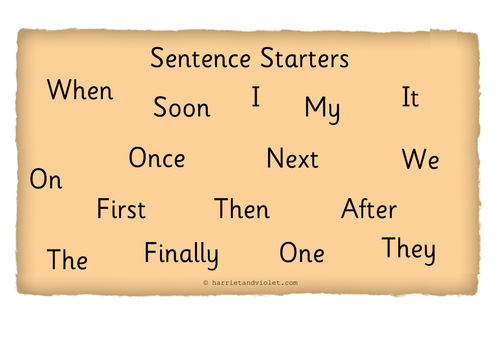 Sentence Starter Words Display/Flashcards&Word Mat by HarrietandViolet