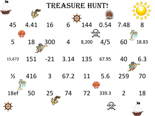 Worksheets Treasure Hunt Math Worksheet ks3 ks4 maths treasure hunt revision activity by triciaoram teaching resources tes