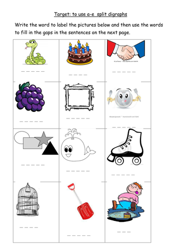 a-e split digraph worksheet by joop09 - Teaching Resources - Tes