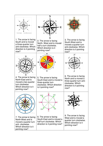 maths Compass Point question cards and answers KS2 by ...