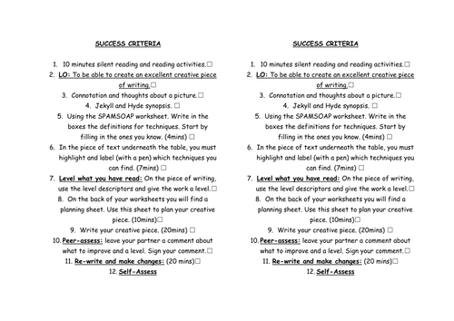 creative writing gcse lesson