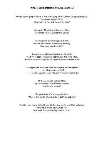 Worksheets Metric Conversion Word Problems Worksheet differentiated length word problems by indiarose26 teaching resources tes