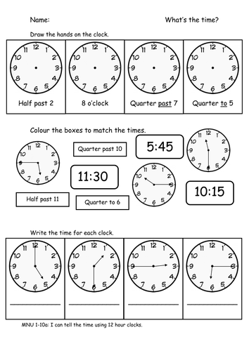 Time O Clock Half Past Quarter To And Past By Sophiawg Teaching Resources Tes