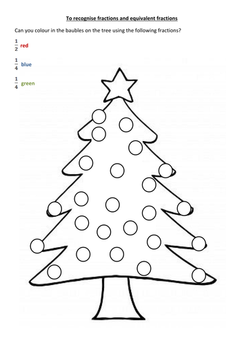 Worksheets Christmas Fractions christmas tree fraction problems by mattbeighton teaching resources tes