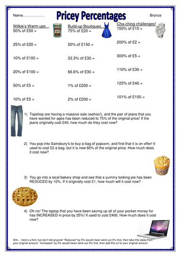 shopping-themed-percentages-of-amounts-worksheets-by-captainloui-teaching-resources-tes