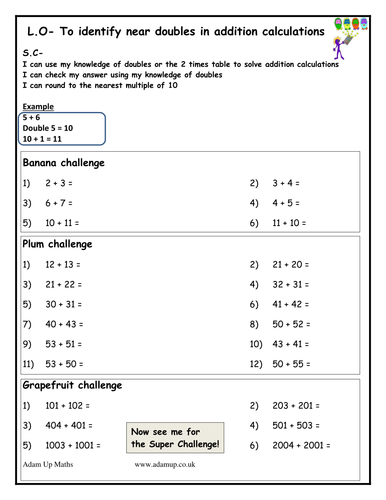 Worksheets Near Doubles Worksheet near doubles differentiated activities by jamessummerfield teaching resources tes