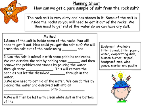 Differentiated group task - Separating Mixtures by seasquirt - Teaching