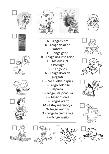 Illness and Injury Match up Worksheet by Drezella - Teaching Resources