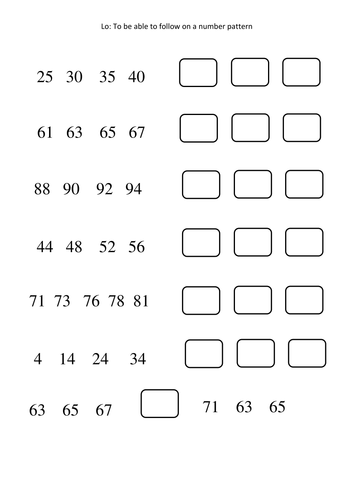 Worksheets Number Pattern Worksheets number patterns worksheets differentiated by amy loupin teaching resources tes