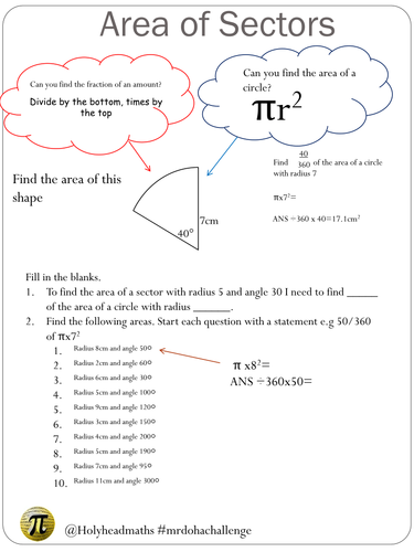 Area and Perimeter of Sectors Worksheet by HolyheadSchool  Teaching Resources  Tes