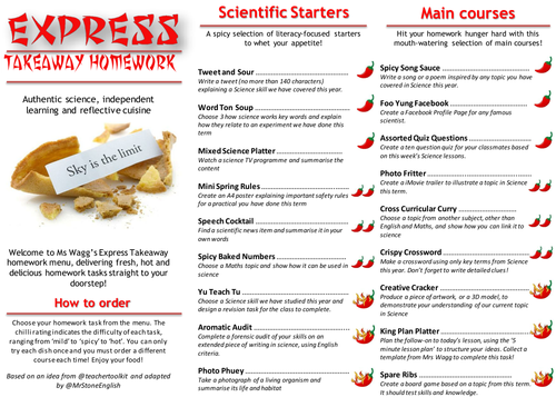 Rainforest homework menu 07 picture