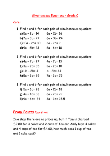 Worksheets Simultaneous Equations Worksheet worksheet simultaneous equations by mcamaths teaching resources tes