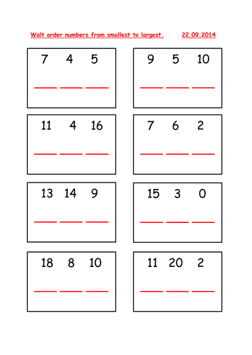 Arrange Numbers From Smallest To Largest Worksheets