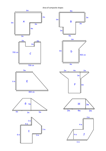 Worksheets Composite Area Worksheet area of composite shapes by alicecreswick teaching resources tes