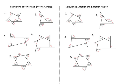 Interior And Exterior Angles In Polygons Worksheet