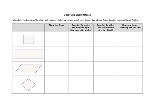Worksheets Classify Quadrilaterals Worksheet classifying quadrilaterals by ceejaypee teaching resources tes