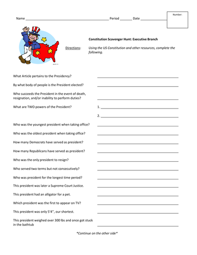 Worksheets Constitution Scavenger Hunt Worksheet constitution scavenger hunt executive branch by jyoung121 teaching resources tes