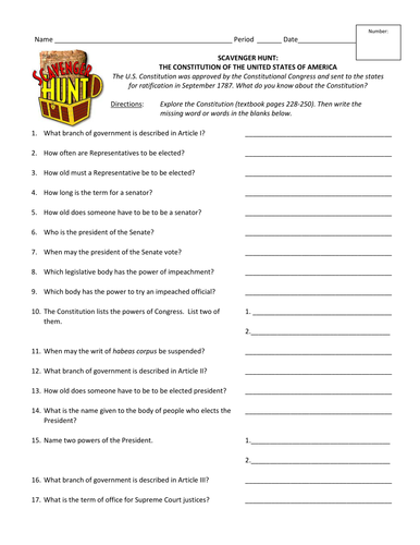 Worksheets Constitution Scavenger Hunt Worksheet constitution scavenger hunt by jyoung121 teaching resources tes