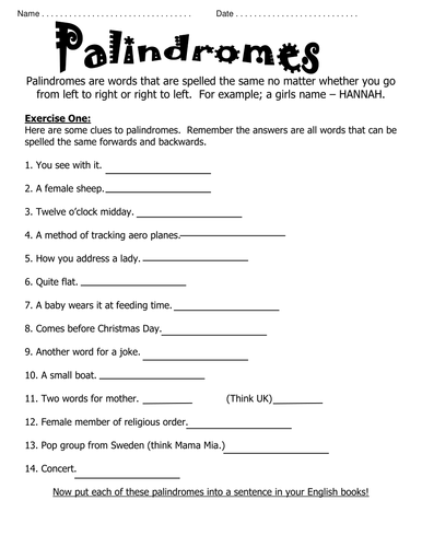 Worksheets Palindrome Riddles Worksheet collection of palindrome worksheets sharebrowse sharebrowse