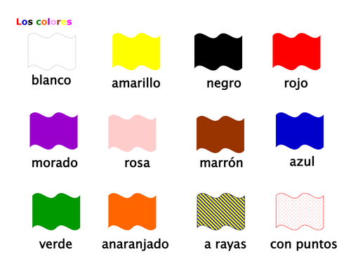 Los colores en Español/color words in Spanish by