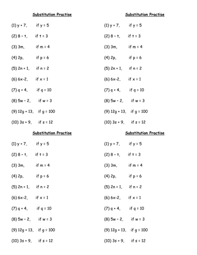 Simple Substitution Worksheet By Lauramathswilson Teaching Resources 