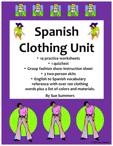 Spanish Clothing Unit - Vocabulary, Skits and Worksheets ...