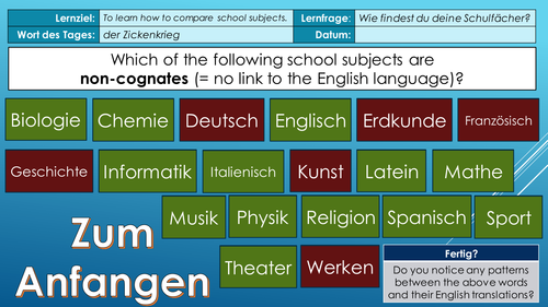 Discussing and comparing school subjects in German