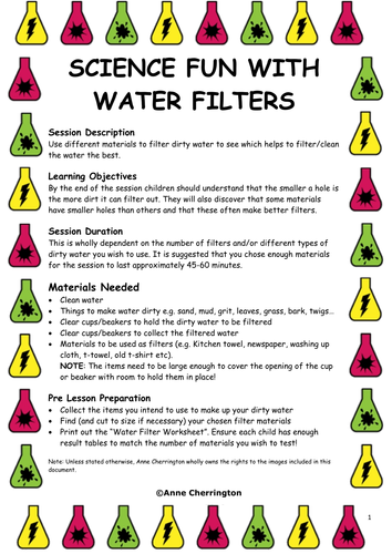 KS1 and KS2 - Science Lesson Plan (x2) - Water Filters and Bubbles