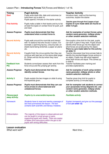 Year 7: Introducing Forces (Forces & Motion 7.3)