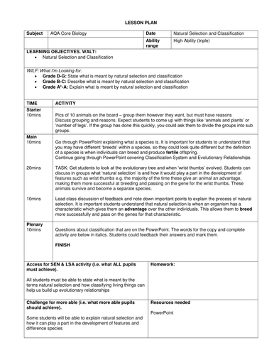 GCSE Natural Selection and Classification | Teaching Resources