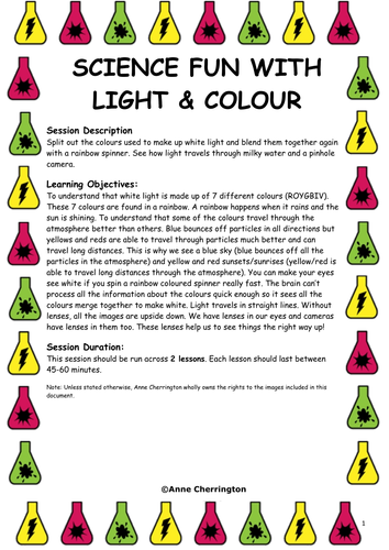 KS1 & KS2 - Science Lesson Plan (x2) - Investigate The Truth Behind Light & Colour
