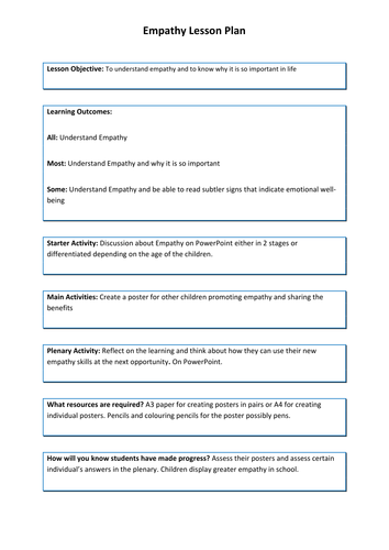 Empathy - Creative and Engaging PSHE and SEAL Complete Lesson KS1 or KS2  suitable