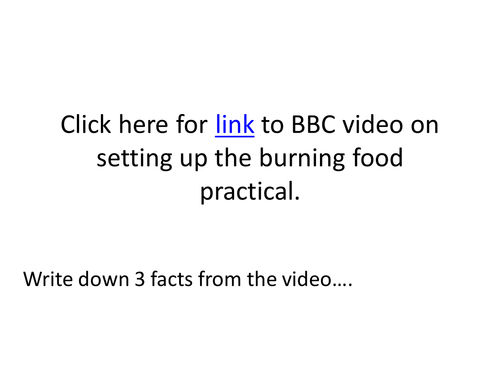 GCSE Core Science - Food and Health - Biology: Burning Food